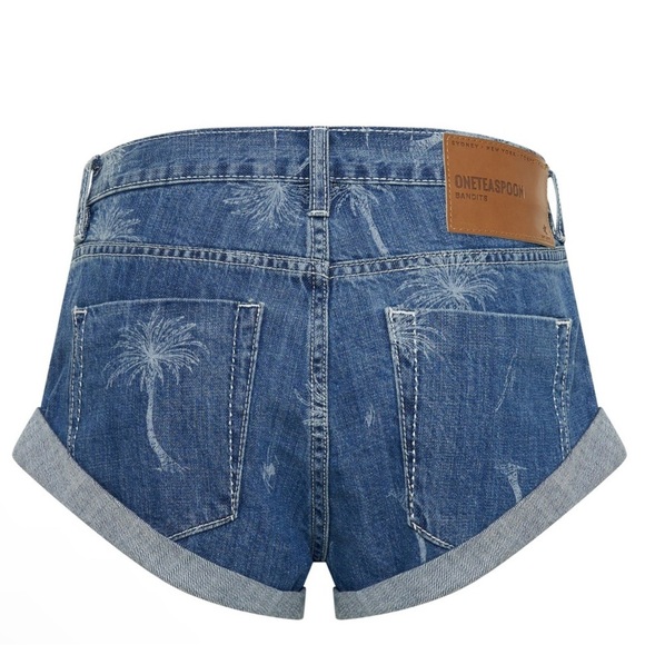 ONE TEASPOON Bandits Low Waist Denim Shorts - Malibu Blue Button fly size 28 NWT - Picture 7 of 16